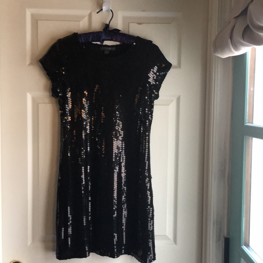 Womens black sequin stretch mini